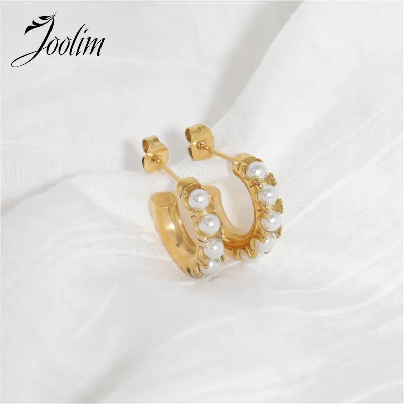 Joolim High End PVD Plated Tarnish Free Luxury Pearl Hoop Earring Trendy For Women Stainless Steel Jewelry Drop Shipping
Joolim High End PVD Plated Tarnish Free Luxury Pearl Hoop Earring Trendy For Women Stainless Steel Jewelry Drop Shipping