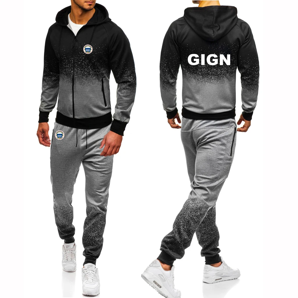 France Gendarmerie GIGN Mens Autumn Winter Customization Hooded Sweatshirt Sportswear Two Piece Sets Loose Gradient Trend Suit
France Gendarmerie GIGN Mens Autumn Winter Customization Hooded Sweatshirt Sportswear Two Piece Sets Loose Gradient Trend Suit