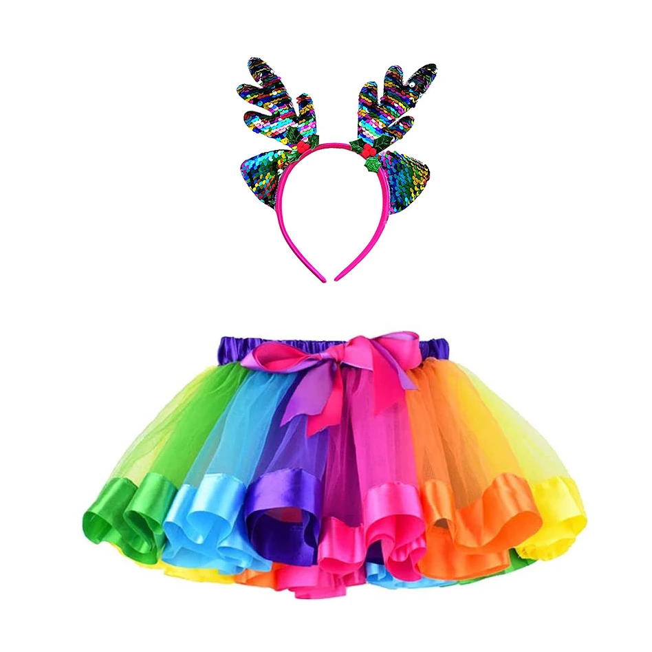3-8 Year Girl Christmas Party Costume Reindeer Antler Headbands and Rainbow Tutu Skirt Set for Princess Xmas Dress Up Cosplay
3-8 Year Girl Christmas Party Costume Reindeer Antler Headbands and Rainbow Tutu Skirt Set for Princess Xmas Dress Up Cosplay