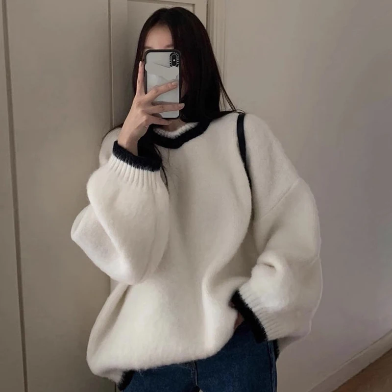 Clothland Women Elegant Solid Loose Sweater O Neck Long Sleeve Loose Fit Pullover Thick Warm Fashion Tops Mujer HA504
Clothland Women Elegant Solid Loose Sweater O Neck Long Sleeve Loose Fit Pullover Thick Warm Fashion Tops Mujer HA504