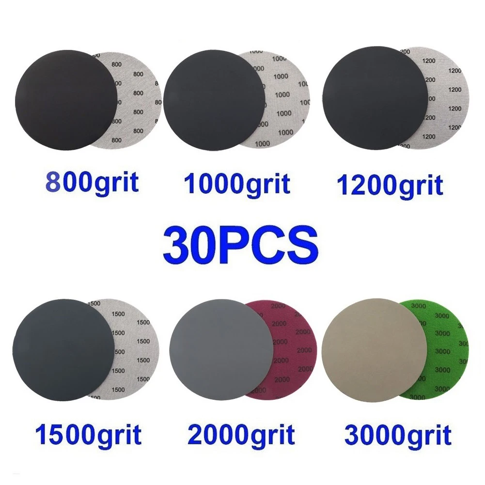 30Pcs 5 Inch Silicon Carbide And Waterproof Sandpaper 800-3000 Grit Power Tool Accessories For Stone Lacquer Surface Mirror
30Pcs 5 Inch Silicon Carbide And Waterproof Sandpaper 800-3000 Grit Power Tool Accessories For Stone Lacquer Surface Mirror