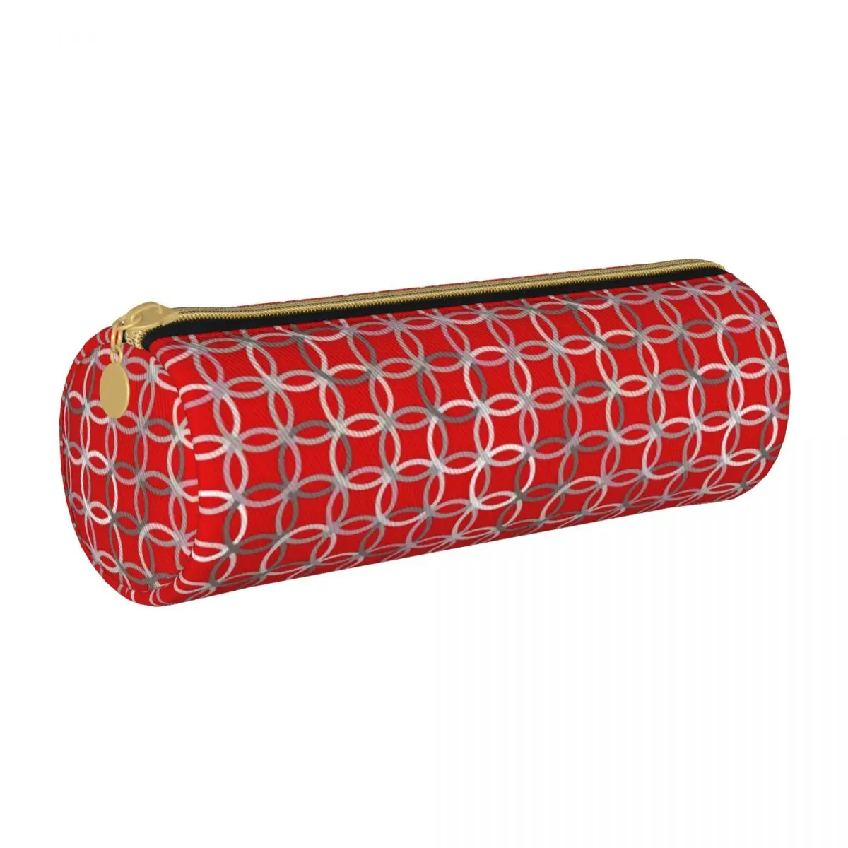 

Красный современный круглый чехол для карандашей среднего века канцелярские принадлежности для детей кожаный пенал крутая сумка для ручек на молнии