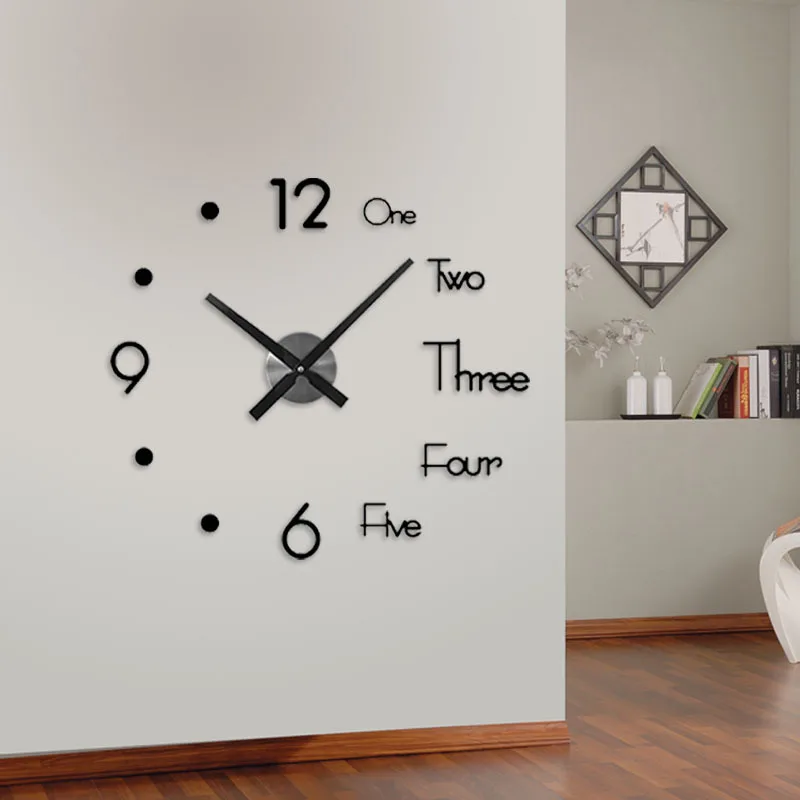 

Punch-Free Wall Sticker Clock DIY European-Style Simple Clock Mute Household Living Room Study Bedroom Wall Clock