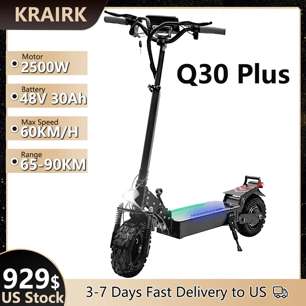 Q30 Plus 48V 30Ah Electric Scooter 2500W 60km/h Max Speed 11 inch Tires Off Road eScooter for Adults Electric Scooter Long Range
Q30 Plus 48V 30Ah Electric Scooter 2500W 60km/h Max Speed 11 inch Tires Off Road eScooter for Adults Electric Scooter Long Range