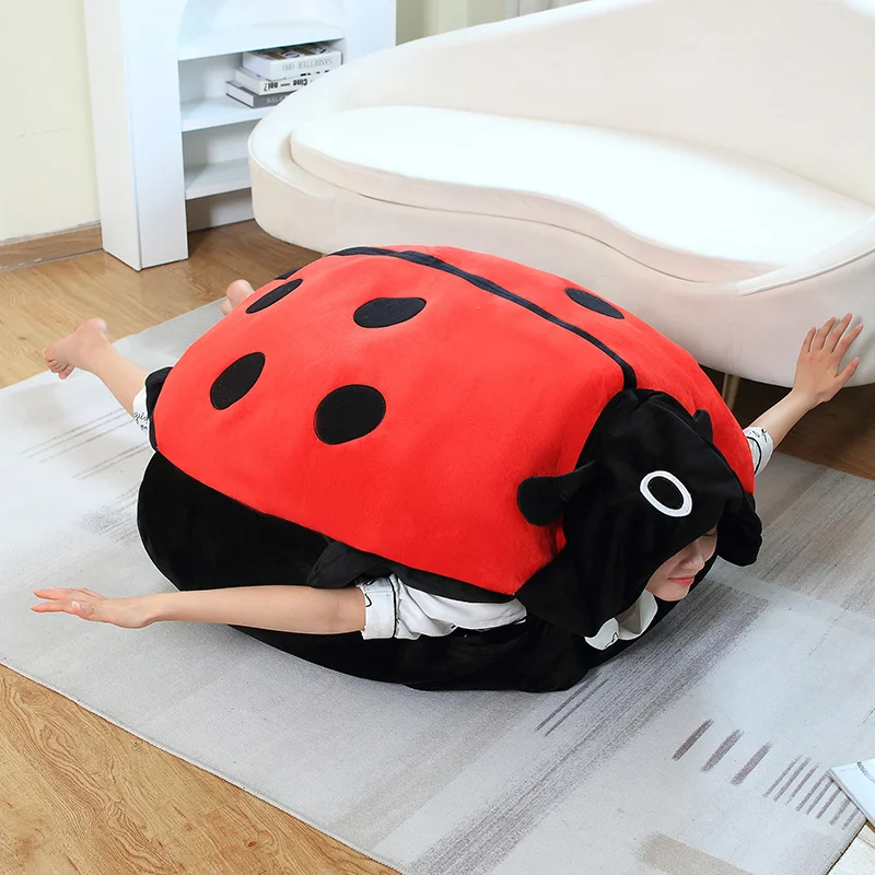 

60/80/100cm Creative Beetle Plush Pillow Huge Size Ladybug Clothes Cosplay Insect Shell Stuffed Soft Big Cushion Kids Xmas Gift