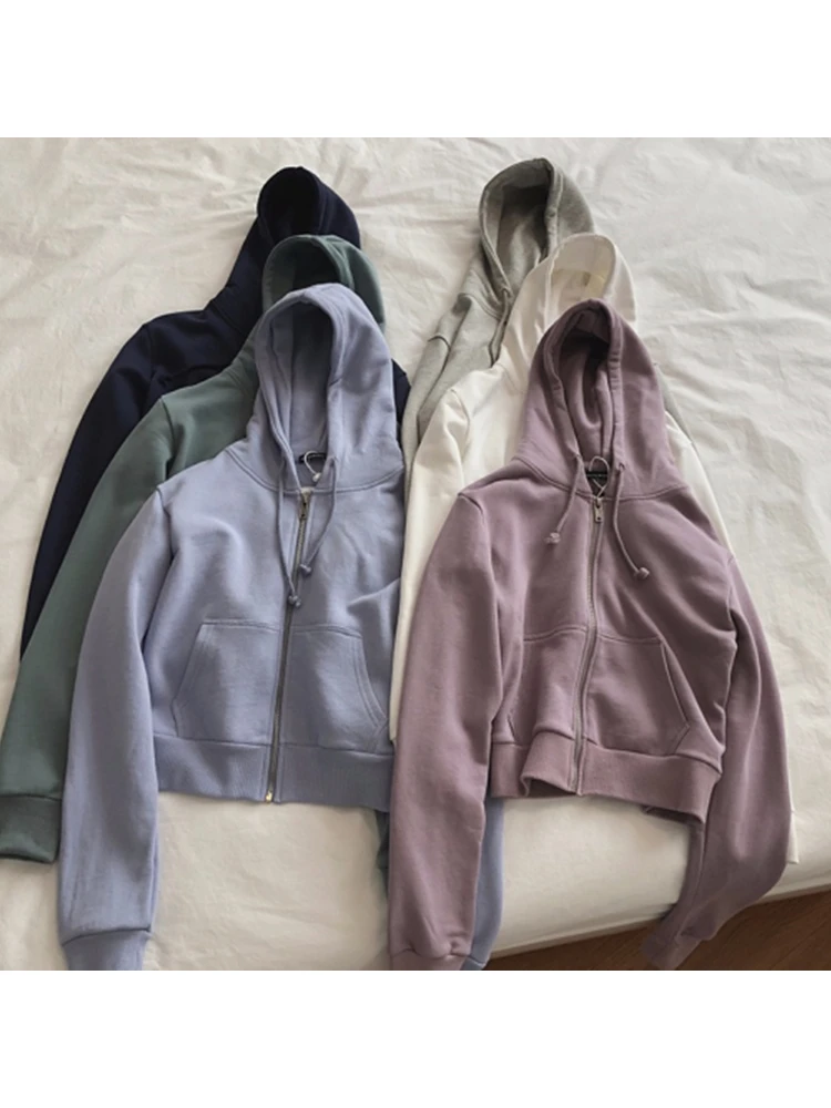 Loose Thin Zipper Hooded Sweater Women's Spring Autumn New Student Sports Style Casual Short Solid Color Long-sleeved Top Female
Loose Thin Zipper Hooded Sweater Women's Spring Autumn New Student Sports Style Casual Short Solid Color Long-sleeved Top Female