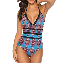 The League Of Gentlemen Tubbs Face Local Shop Women Printed One Piece Swimwear Sexy Backless Swimsuit V Neck Summer Beach Wear
