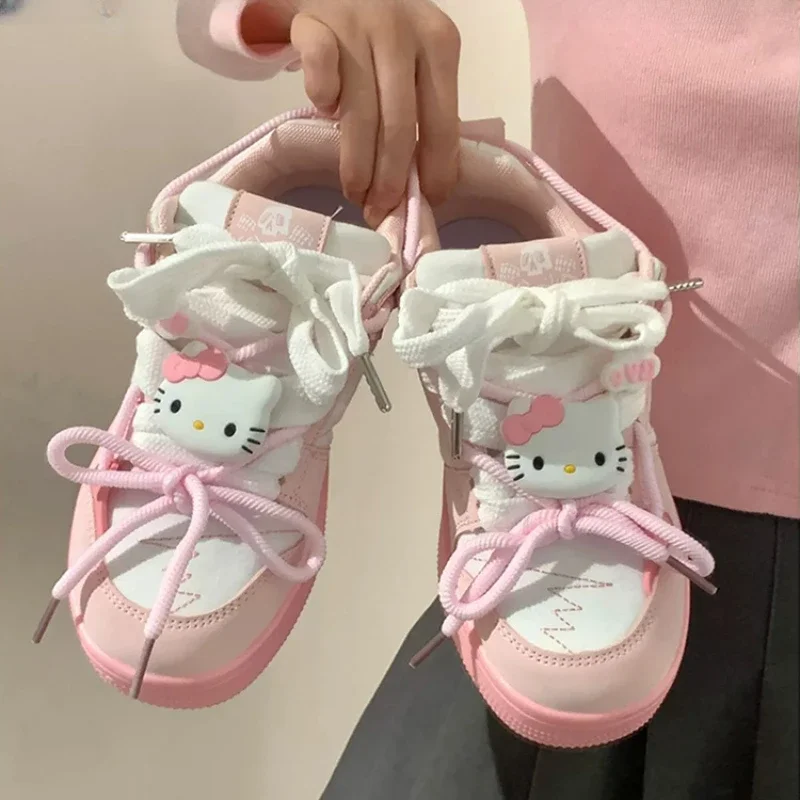 Кроссовки Sanrio Kawaii Hello Kitty Мультяшные милые Нескользящие кроссовки на толстой
