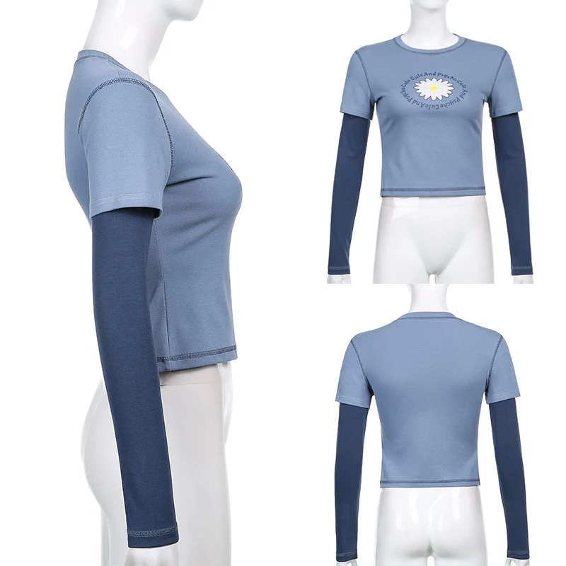 Hot Kf-Flower Print Cute T-Shirts Women Blue Vintage Aesthetic Clothes Patchwork Long Sleeve Harajuku Graphic Tees
Hot Kf-Flower Print Cute T-Shirts Women Blue Vintage Aesthetic Clothes Patchwork Long Sleeve Harajuku Graphic Tees