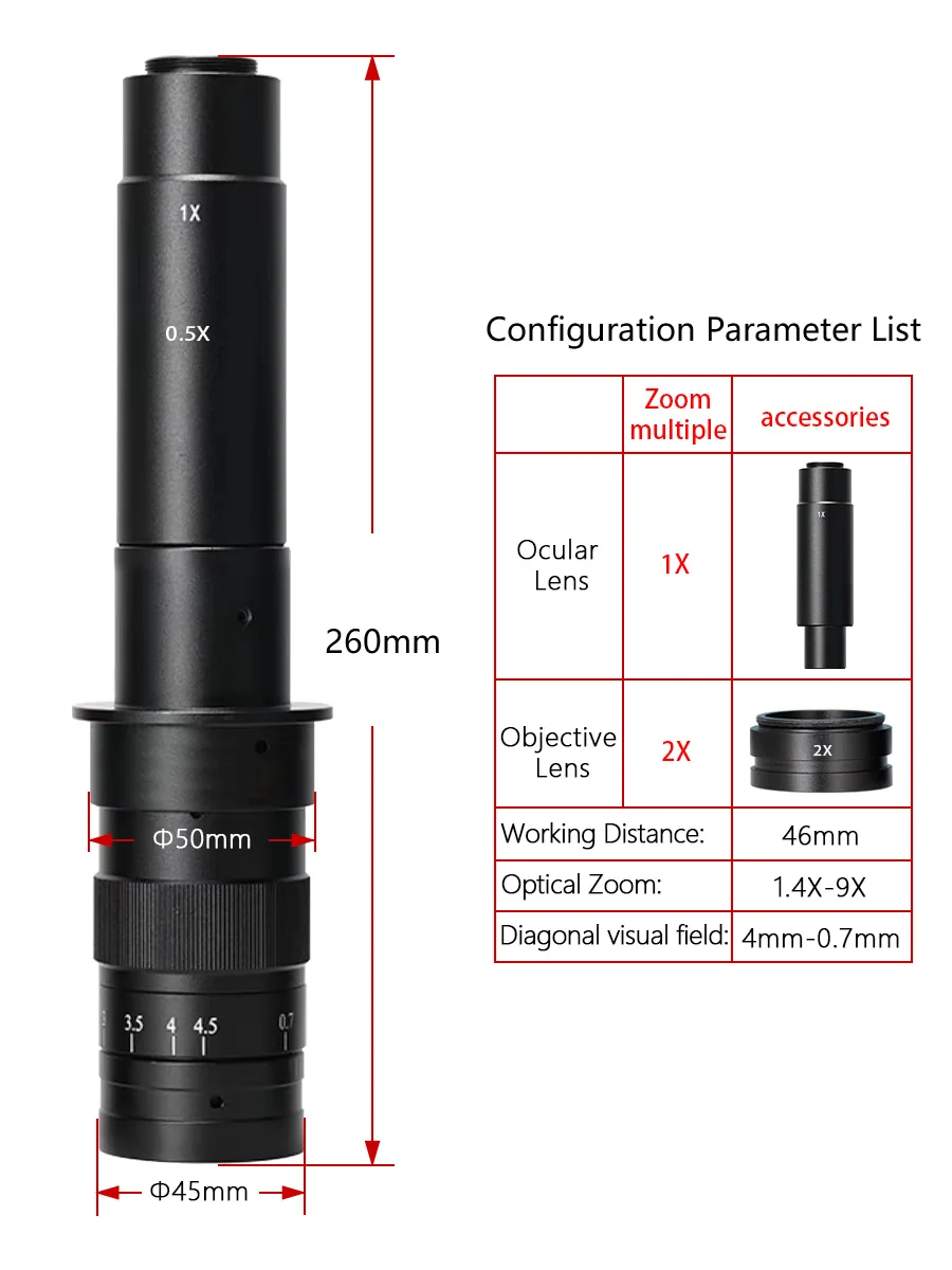 Регулируемый объектив 100X 200X 400X 800X Zoom C Mount Barlow со стеклянным увеличением 0.7X ~ 4.5X для микроскопа объектив камеры
Регулируемый объектив 100X 200X 400X 800X Zoom C Mount Barlow со стеклянным увеличением 0.7X ~ 4.5X для микроскопа объектив камеры