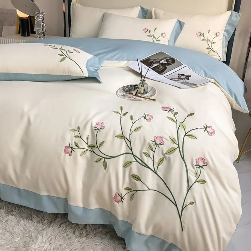 Washed cotton embroidery bedroom four-piece set Full quilt cover Princess style Queen bed sheet King bedding three-piece bedding
Washed cotton embroidery bedroom four-piece set Full quilt cover Princess style Queen bed sheet King bedding three-piece bedding