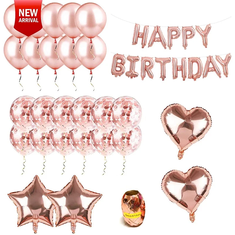 40Pcs Birthday Balloons Decoration Rose Gold Foil Letter Balloon Set Happy Birthday Balloon Ribbon Kids Party Banner Supplies
40Pcs Birthday Balloons Decoration Rose Gold Foil Letter Balloon Set Happy Birthday Balloon Ribbon Kids Party Banner Supplies