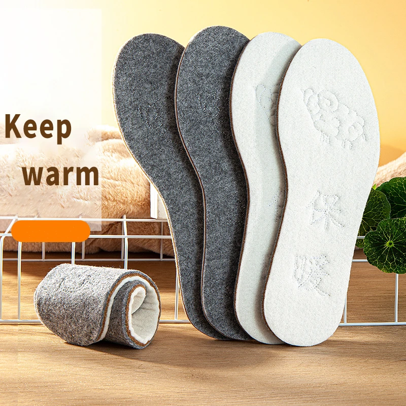 

2022 Winter Keep Warm Cashmere Insole for Sole Thicken Soft Felt Fleece Pad Thermal Heated Insoles for Man Woman Insole Insert
