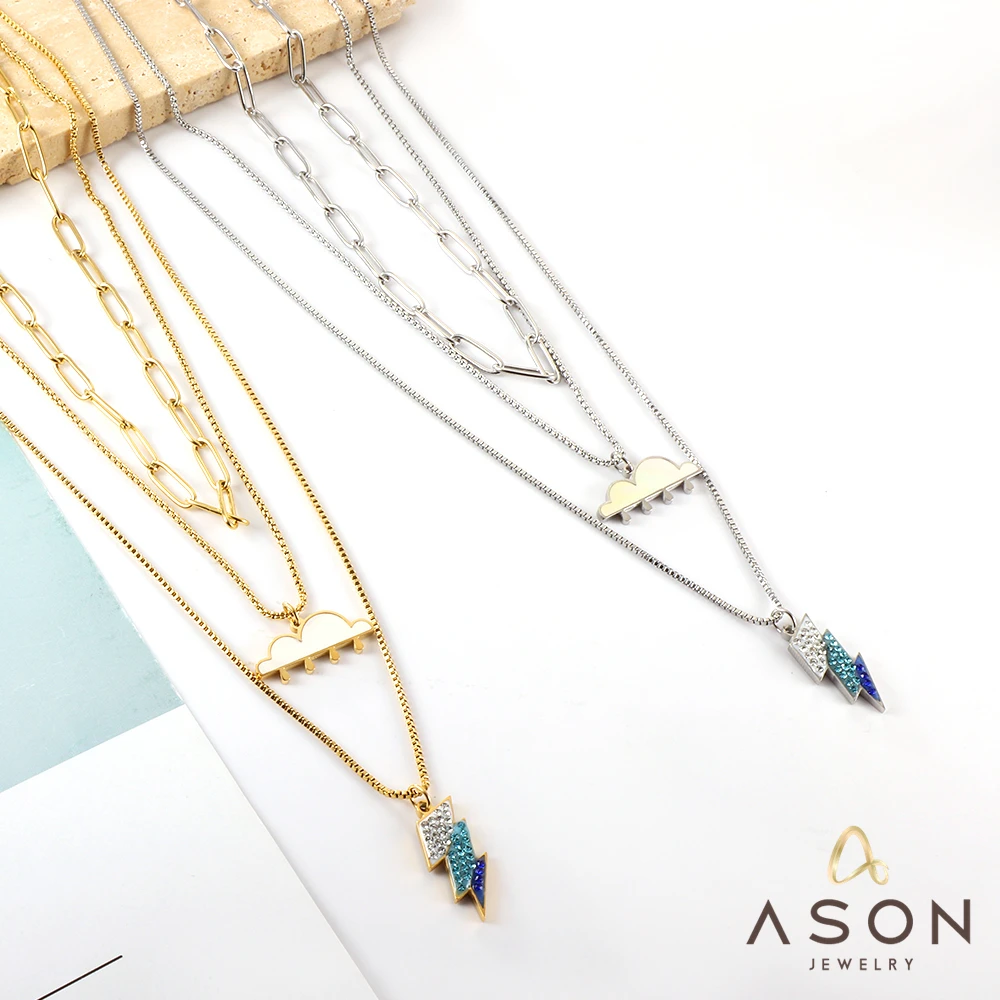 ASONSTEEL Vintage Lightning And Could Charm Multi-layer Chain Pendant Necklace Gold Color Stainless Steel For Women Jewelry Gift
ASONSTEEL Vintage Lightning And Could Charm Multi-layer Chain Pendant Necklace Gold Color Stainless Steel For Women Jewelry Gift
