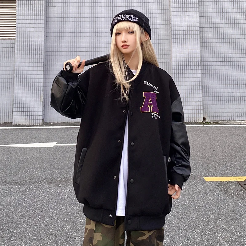 PU Leather Bomber Jacket Women's Autumn Korean Stitched Baseball Uniform Suit Ins Man Couple Harajuku Loose Casual Jacket Coat
PU Leather Bomber Jacket Women's Autumn Korean Stitched Baseball Uniform Suit Ins Man Couple Harajuku Loose Casual Jacket Coat