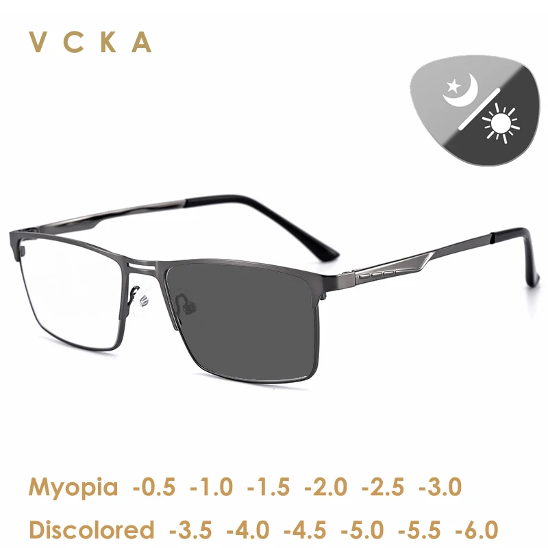 VCKA Square Titanium Alloy Men's Fashion Photochromic Tea Myopia Glasses Ladies Optical Prescription Eyewear -0.5 ~ -6.0
VCKA Square Titanium Alloy Men's Fashion Photochromic Tea Myopia Glasses Ladies Optical Prescription Eyewear -0.5 ~ -6.0