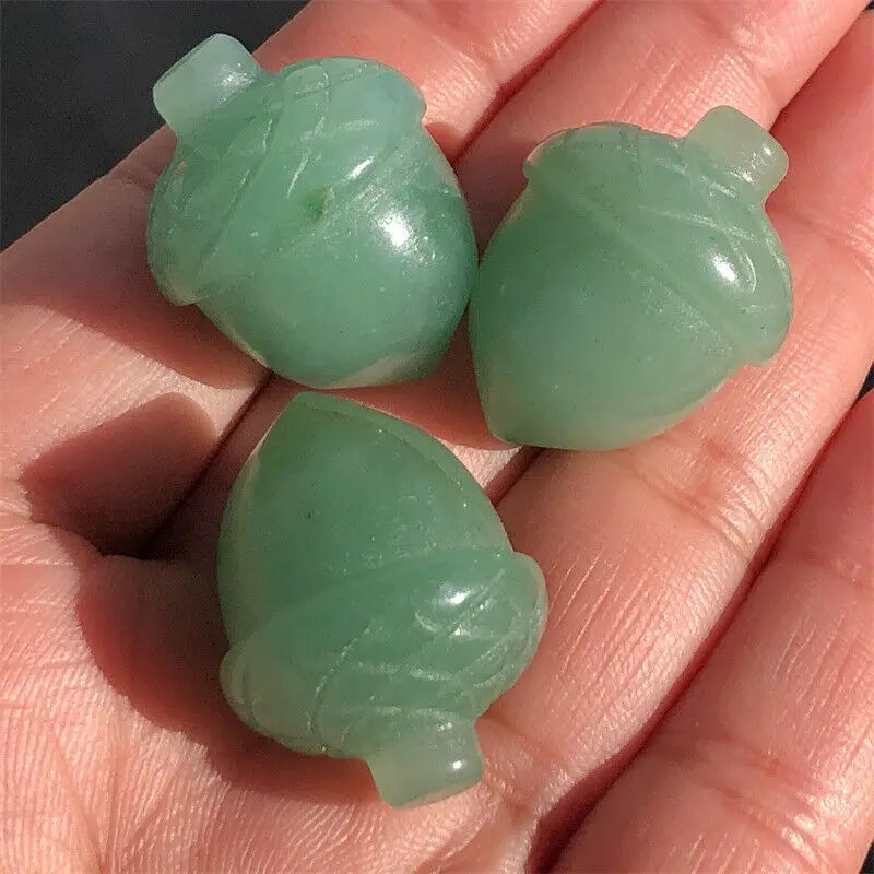 

Natural Dongling jade pine cone quartz crystal carved pendant reiki gem