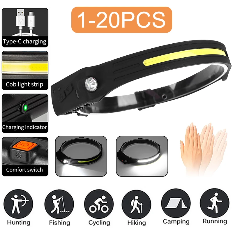 1-20pcs LED Running Headlamp Sensor Headlight with Built-in Battery Waterproof USB Rechargeable Headlamp Fishing Camping
1-20pcs LED Running Headlamp Sensor Headlight with Built-in Battery Waterproof USB Rechargeable Headlamp Fishing Camping