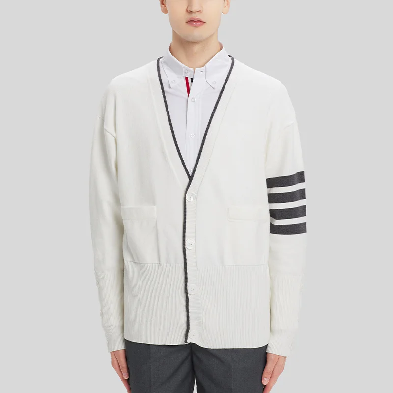 THOM TB Striped 4-Bar Sweater Male Autunm Winter Fashion Brand Knitted Jackets Fine Wool Free Size Women's Casual Cardigan Coats
THOM TB Striped 4-Bar Sweater Male Autunm Winter Fashion Brand Knitted Jackets Fine Wool Free Size Women's Casual Cardigan Coats