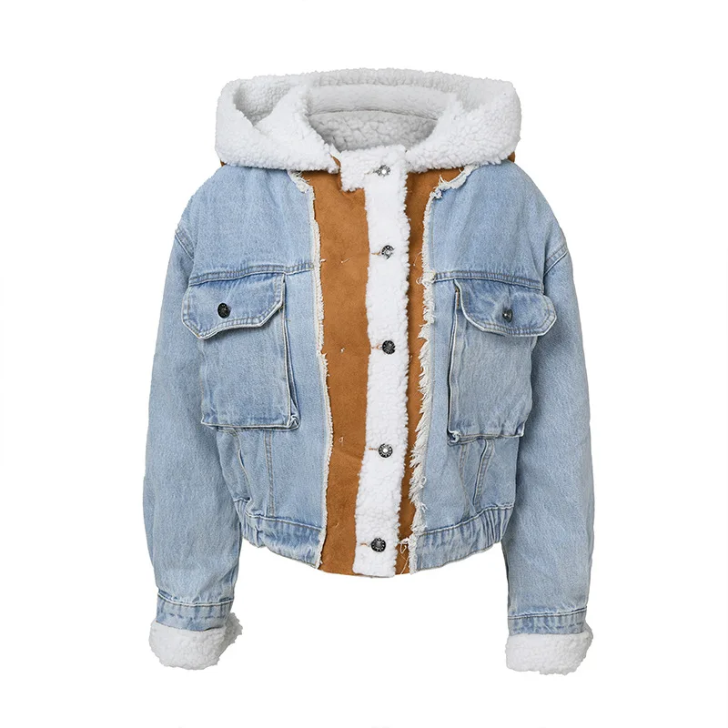 Wishyear Winter New Retro Lamb Wool Top Thickened Patchwork Denim Jacket Women's Fashion Hooded Cotton Coat Casual Outdoor Wear
Wishyear Winter New Retro Lamb Wool Top Thickened Patchwork Denim Jacket Women's Fashion Hooded Cotton Coat Casual Outdoor Wear