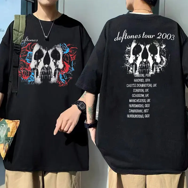 Deftones Skull Double Sided Graphic T Shirt Man Black Fashion Tshirt Streetwear Men Alternative Rap Metal Band Cotton T-shirt
Deftones Skull Double Sided Graphic T Shirt Man Black Fashion Tshirt Streetwear Men Alternative Rap Metal Band Cotton T-shirt