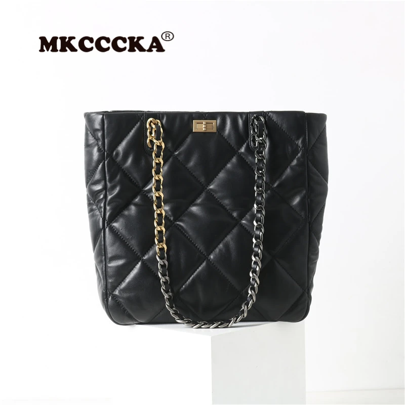 Large Capacity Commuter Bags Women Tote Diamond Pattern Metal Chain Fashion Ladies Sheepskin Shoulder Crossbody Bags
Large Capacity Commuter Bags Women Tote Diamond Pattern Metal Chain Fashion Ladies Sheepskin Shoulder Crossbody Bags