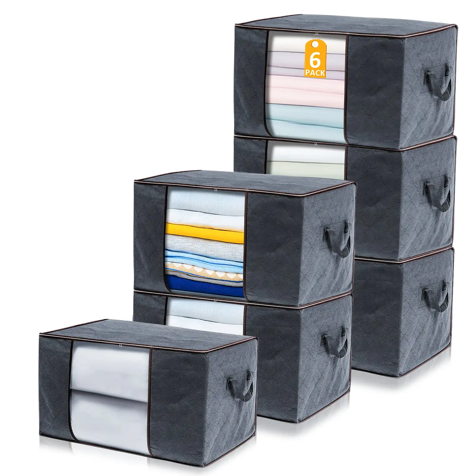 Clothes Storage Bag 6Pack 90L Large Capacity Solution Organizer for Clothes,Duvets,Blankets,Bedding with Zip and Reinforced Hand
Clothes Storage Bag 6Pack 90L Large Capacity Solution Organizer for Clothes,Duvets,Blankets,Bedding with Zip and Reinforced Hand