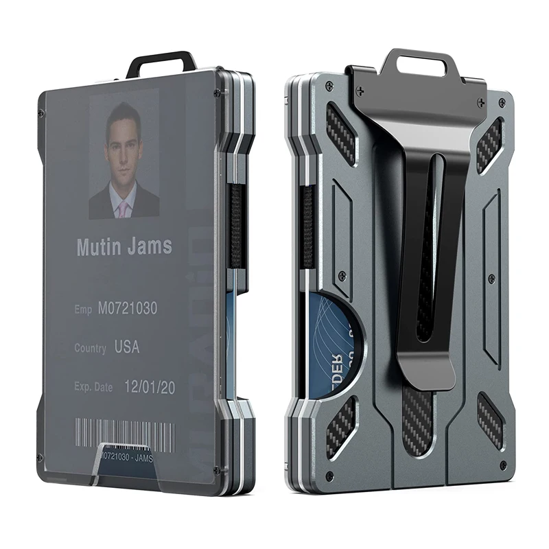 

zeeker Men's wallet-Ultra-thin aluminum wallet, with a transparent window ID clip, RFID shielding, with cash clip.