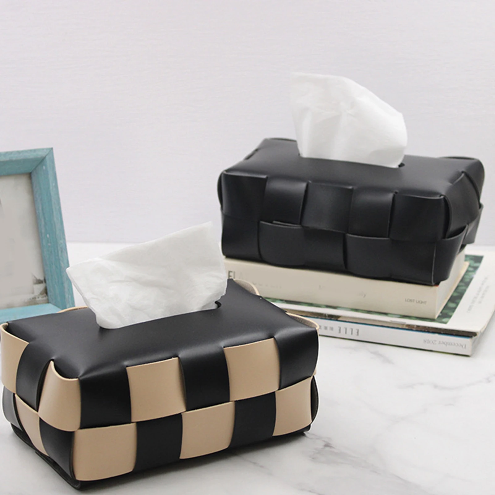 Creative Woven Tissue Storage Box Waterproof PU Leather Tissue Organizer Facial Towel Dispenser Living Room Tabletop Decorations
Creative Woven Tissue Storage Box Waterproof PU Leather Tissue Organizer Facial Towel Dispenser Living Room Tabletop Decorations