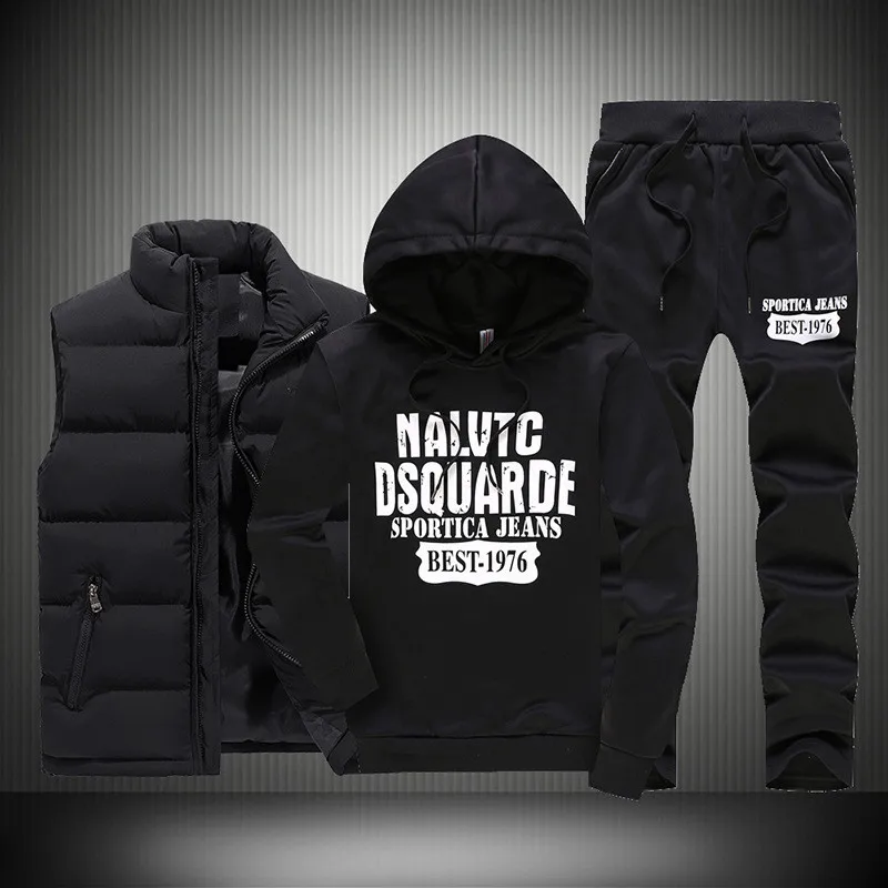 New Winter Men 3 Pieces Hooded Fleece Hoodies+Zipper Vest+Sweatpants Track Suit Man Print Sportswear Coat Thicken Warm Tracksuit
New Winter Men 3 Pieces Hooded Fleece Hoodies+Zipper Vest+Sweatpants Track Suit Man Print Sportswear Coat Thicken Warm Tracksuit
