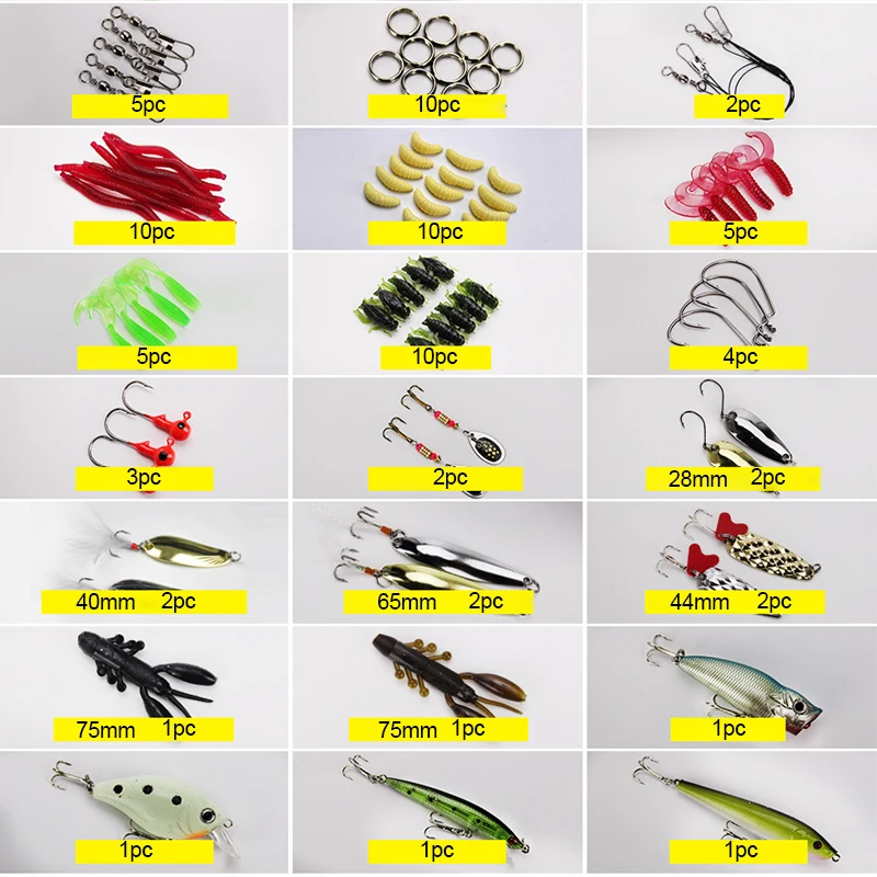 Lure Bait 101 Pieces Lure Kit Hard Artificial Wobblers Soft Hard Spoon Crank Baits Fishing Hooks Fishing Tackle Box Accessories
Lure Bait 101 Pieces Lure Kit Hard Artificial Wobblers Soft Hard Spoon Crank Baits Fishing Hooks Fishing Tackle Box Accessories