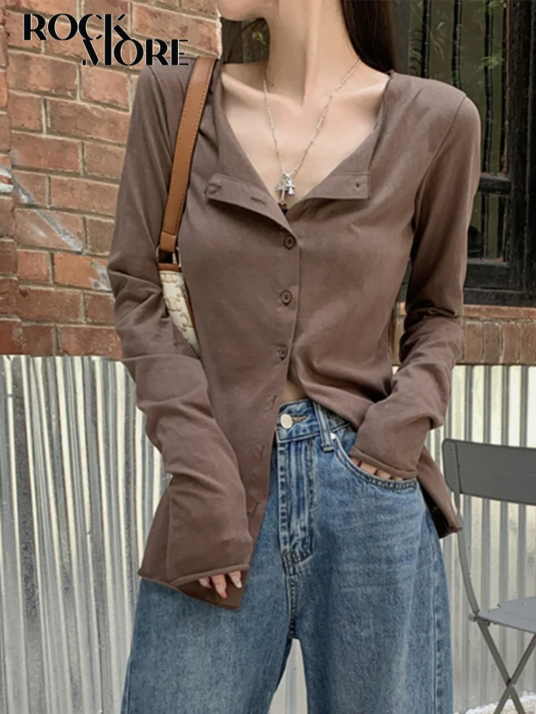 Rockmore 95% Cotton Knit T Shirts Y2K Sexy Streetwear Button Up Cardigan Tops Women Retro Solid Casual Long Sleeve Tee Korean
Rockmore 95% Cotton Knit T Shirts Y2K Sexy Streetwear Button Up Cardigan Tops Women Retro Solid Casual Long Sleeve Tee Korean