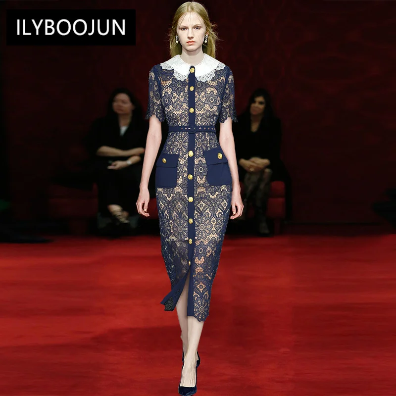 Elegant Dresses For Women 2022 Luxury Designer Runway Summer Peter Pan Collar Hollow-out Golden Buttons Slim Lace Pencil Dress
Elegant Dresses For Women 2022 Luxury Designer Runway Summer Peter Pan Collar Hollow-out Golden Buttons Slim Lace Pencil Dress