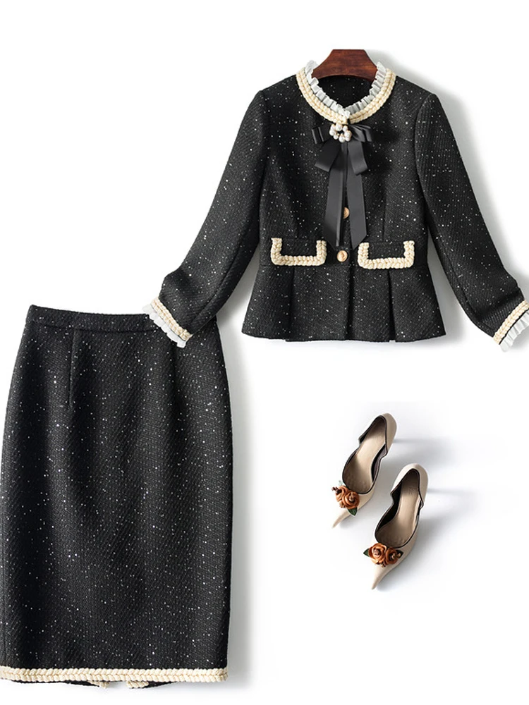 ZJYT Runway Autumn Winter Party Tweed Dress Suits Bowknot Jacket Skirt 2 Pieces Sets Womens Outfits Elegant Office Work Wear
ZJYT Runway Autumn Winter Party Tweed Dress Suits Bowknot Jacket Skirt 2 Pieces Sets Womens Outfits Elegant Office Work Wear
