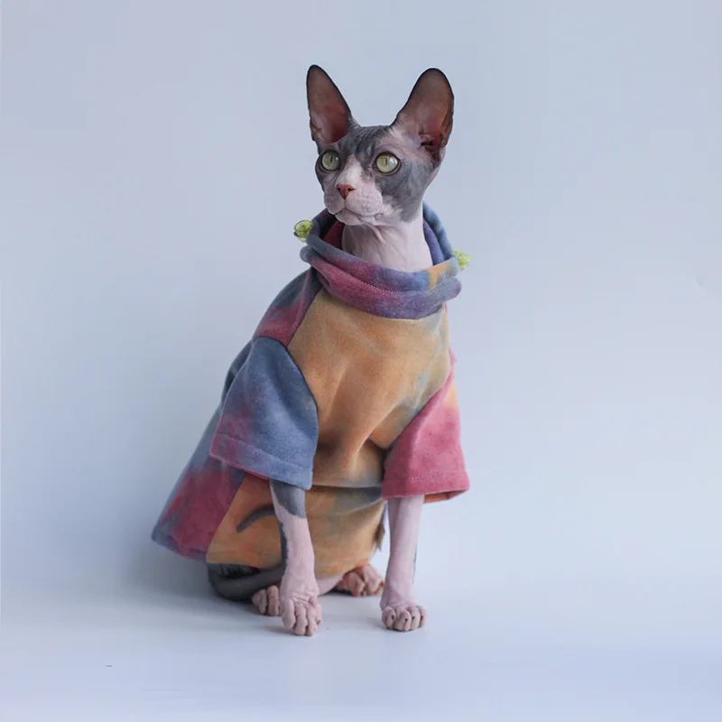 Warm Wool Tie Dyed Hoodie Spring Autumn Hairless Cat Sweater Sphinx Coat Warm Fashionable Clothes Kitten Handsome Jacket Cute
Warm Wool Tie Dyed Hoodie Spring Autumn Hairless Cat Sweater Sphinx Coat Warm Fashionable Clothes Kitten Handsome Jacket Cute