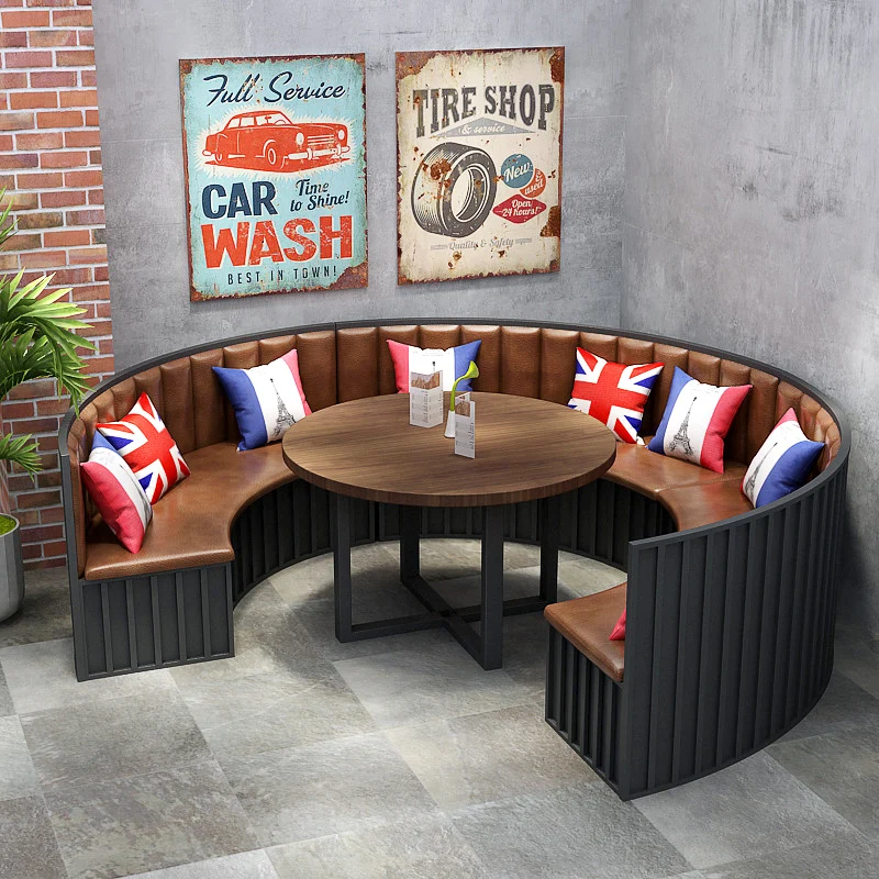 Custom-made Retro American Bar Sofa Industrial Style Hot Pot Restaurant Music Dinner Bar Qing Bar Box Round Card Table and Chair
Custom-made Retro American Bar Sofa Industrial Style Hot Pot Restaurant Music Dinner Bar Qing Bar Box Round Card Table and Chair