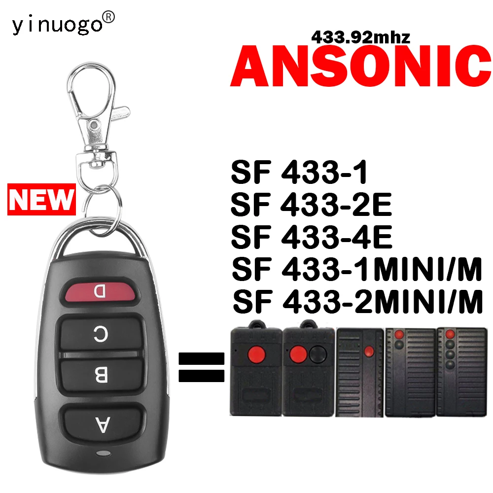 Пульт дистанционного управления ANSONIC SF 433-1 2E 4E SF 433-1MINI/M 433-2MINI/M, Дубликатор управления гаражными дверями, Открыватель ворот, 433,92 МГц, фиксирова...
Пульт дистанционного управления ANSONIC SF 433-1 2E 4E SF 433-1MINI/M 433-2MINI/M, Дубликатор управления гаражными дверями, Открыватель ворот, 433,92 МГц, фиксирова...