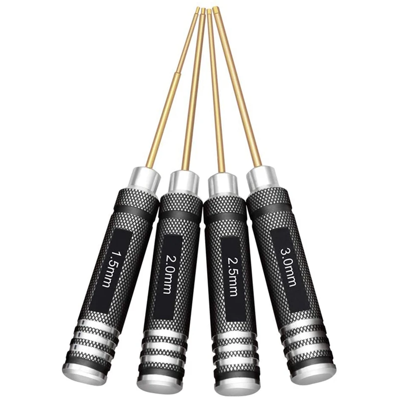 4 Pcs 1.5 / 2.0 / 2.5 / 3.0 Mm Hex Screwdriver Set Titanium Hex Wrench Tool Set For Multi-Axis FPV RC Tool
4 Pcs 1.5 / 2.0 / 2.5 / 3.0 Mm Hex Screwdriver Set Titanium Hex Wrench Tool Set For Multi-Axis FPV RC Tool