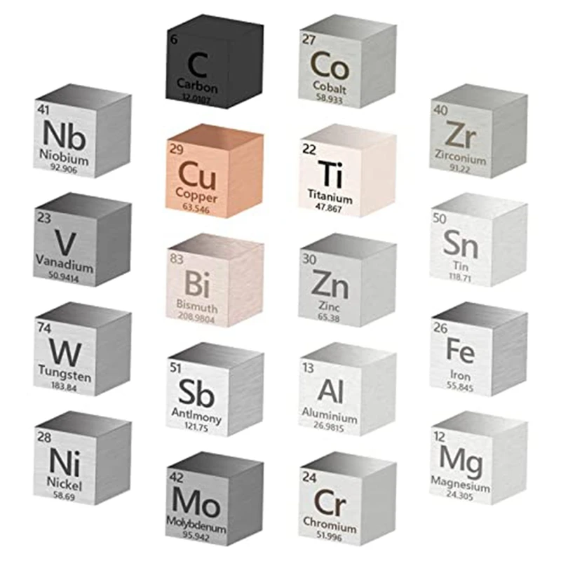 18 Pcs Density Cubes Elements Cube 99.99% High Purity, Periodic Table Of Elements Collection (.39 Inch/10 Mm)
18 Pcs Density Cubes Elements Cube 99.99% High Purity, Periodic Table Of Elements Collection (.39 Inch/10 Mm)