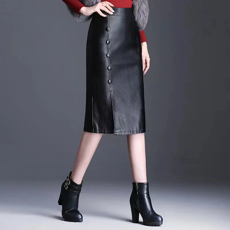 Winter Fall Women High Waisted Button Slim Fit Placket Black Pu Leather Skirt , Woman Autumn Office Lady Skirts , Clearance Sale
Winter Fall Women High Waisted Button Slim Fit Placket Black Pu Leather Skirt , Woman Autumn Office Lady Skirts , Clearance Sale