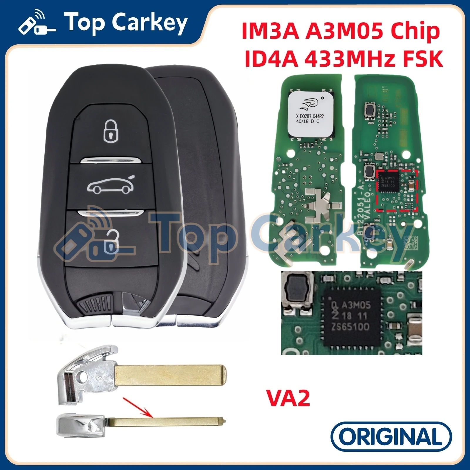TopCarkey IM3A A3M05 оригинальный смарт-ключ для дистанционного управления печатной платой ID4A чип 433 МГц для Peugeot 208 301 307 308 3008 508 5008 Citroen C3 C4 C5
TopCarkey IM3A A3M05 оригинальный смарт-ключ для дистанционного управления печатной платой ID4A чип 433 МГц для Peugeot 208 301 307 308 3008 508 5008 Citroen C3 C4 C5
