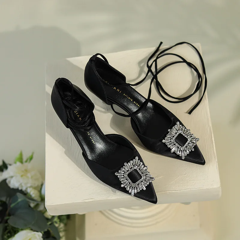 Ladies Bandage Rhinestone Stiletto Pointed Toe Solid Shallow Females High Heels Wedding Summer Side Empty Casual Womens Shoes
Ladies Bandage Rhinestone Stiletto Pointed Toe Solid Shallow Females High Heels Wedding Summer Side Empty Casual Womens Shoes