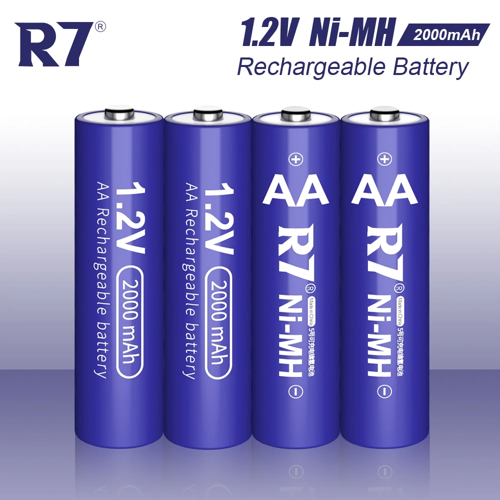 R7 Brand 1.2V NIMH AA Rechargeable Battery 2000mAh Ni-MH AA Battery Low Self Discharge AA batteries for Camera toys Batteries
R7 Brand 1.2V NIMH AA Rechargeable Battery 2000mAh Ni-MH AA Battery Low Self Discharge AA batteries for Camera toys Batteries