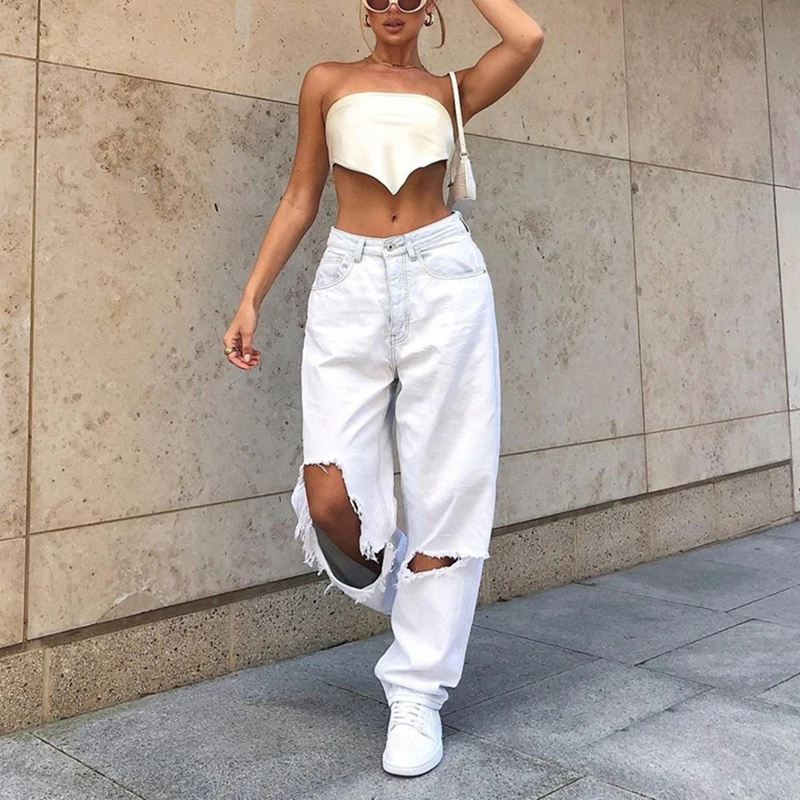 High Waist Hole Ripped White Jeans Women Y2K Vintage 90S Denim Straight Pants Streetwear Hollow Boyfriend Baggy Denim Trousers
High Waist Hole Ripped White Jeans Women Y2K Vintage 90S Denim Straight Pants Streetwear Hollow Boyfriend Baggy Denim Trousers