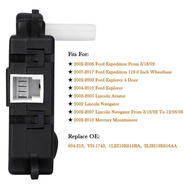 604-213 1L2Z19E616BA HVAC Heater Blend Air Door Actuator For 02-17 Ford Expedition, 02-10 Explorer 03-05 Navigator(2PCS)
604-213 1L2Z19E616BA HVAC Heater Blend Air Door Actuator For 02-17 Ford Expedition, 02-10 Explorer 03-05 Navigator(2PCS)