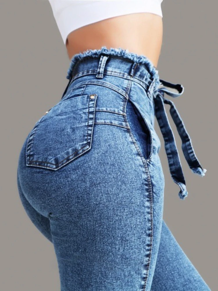 Fashion Spring and Summer High Waist Tight Slim Denim Elastic Tassel Belt Cotton Full Length Pencil Jeans for Women Blue Pants
Fashion Spring and Summer High Waist Tight Slim Denim Elastic Tassel Belt Cotton Full Length Pencil Jeans for Women Blue Pants