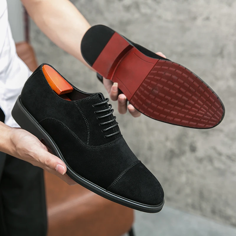 Туфли мужские классические, красная подошва, флоковые Дерби, дышащие, на шнуровке, ручная работа, черные
Туфли мужские классические, красная подошва, флоковые Дерби, дышащие, на шнуровке, ручная работа, черные