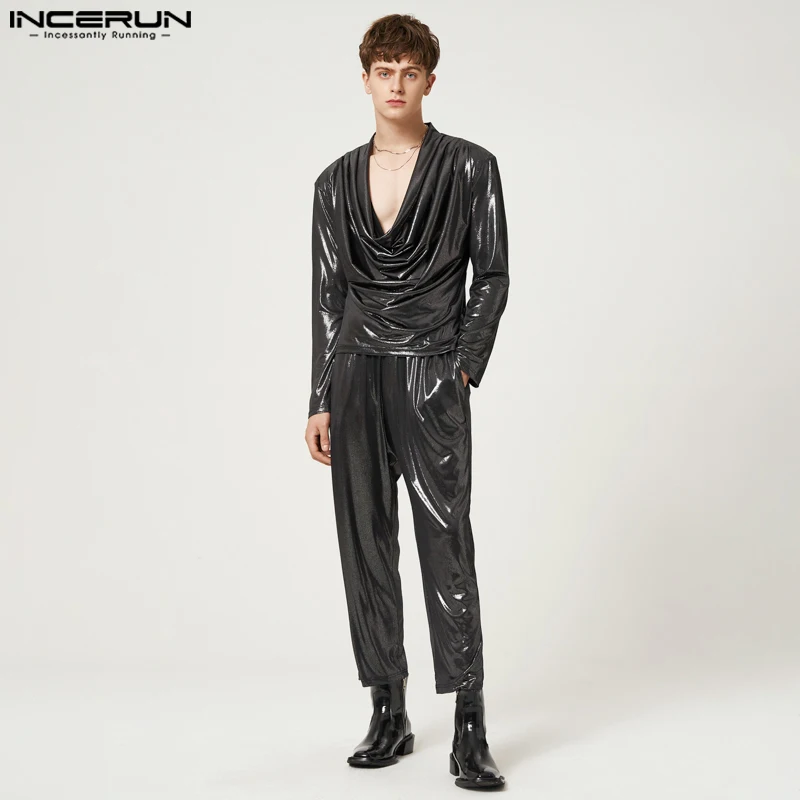 2023 Fashion Men Sets Solid Streetwear Shiny V Neck Long Sleeve Irregular T Shirt & Pants 2PCS Party Nightclub Men Suits INCERUN
2023 Fashion Men Sets Solid Streetwear Shiny V Neck Long Sleeve Irregular T Shirt & Pants 2PCS Party Nightclub Men Suits INCERUN