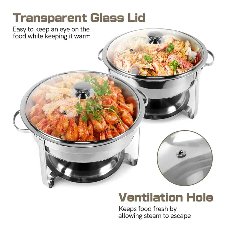 Packs 4 QT Round Chafing Dish Buffet Set, Stainless Steel Buffet Server and Warmer
Packs 4 QT Round Chafing Dish Buffet Set, Stainless Steel Buffet Server and Warmer