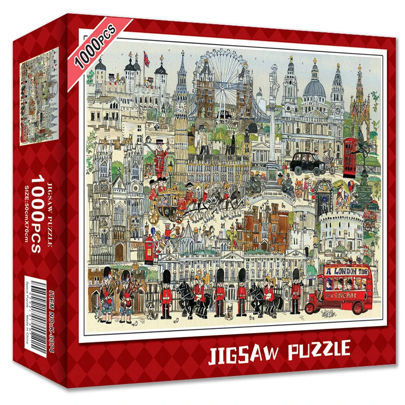 

New Adult Puzzle 1000 Piece London Impression Brain Storm Fidget Toy Creative Gift Box Design Paper Jigsaw Birthday Wholesale